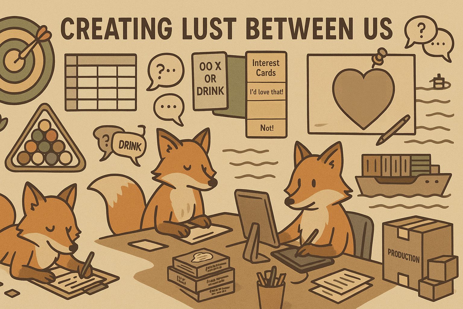 Images of foxes working on creating Lust Between Us